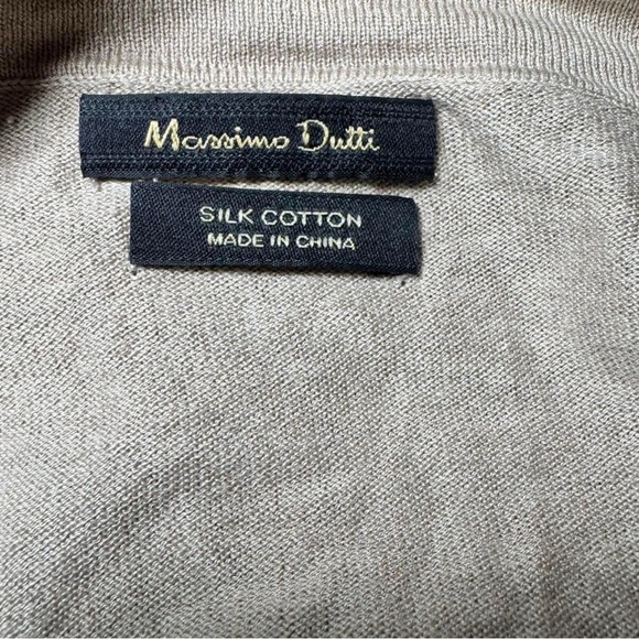 Massimo Dutti Silk Cotton Beige Open Front Cardigan - Picture 3 of 6